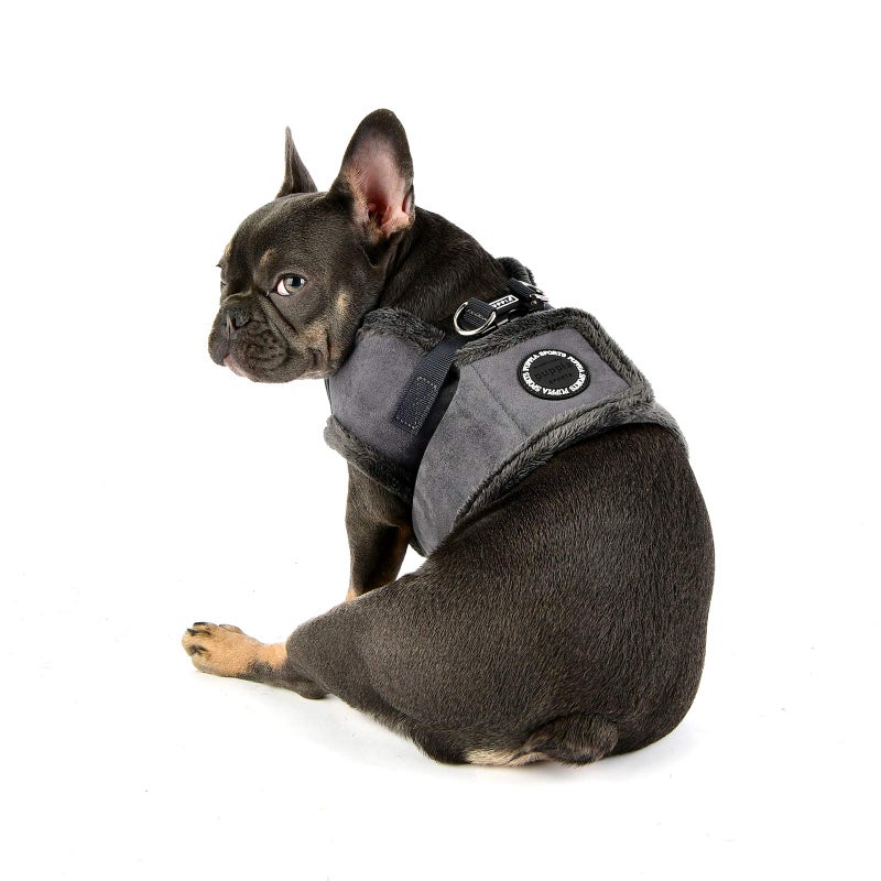 Puppia Terry Vest Dog Harness Step-in Winter Suede Warm No Choke No Pull Training Walking for Small and Medium Dog, Grey, X-Large - Image 2